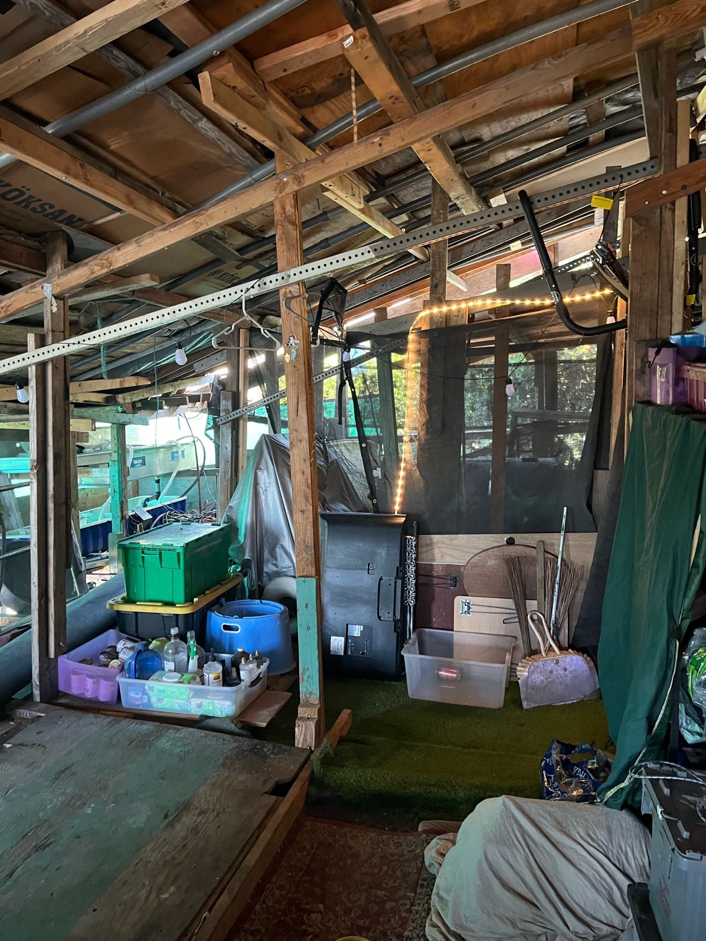 Water catchment filter in far left corner
