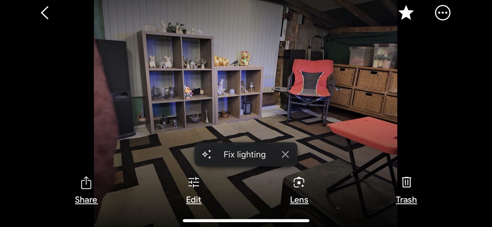 Living room shelving with figurines and collectibles